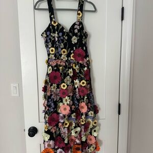 Floral Embroidered Black Dress